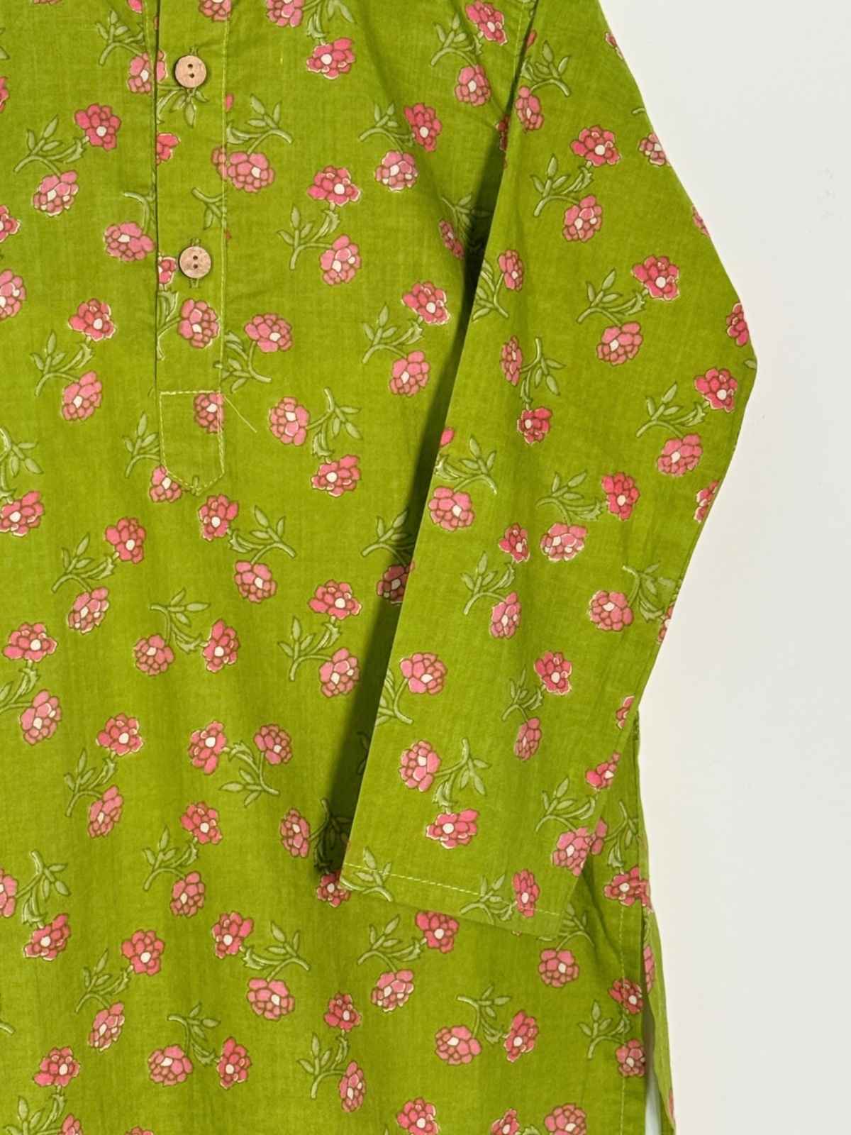 Gulshan Boys 2-Piece  Floral Cotton Kurta Set - Green Just Little Studio