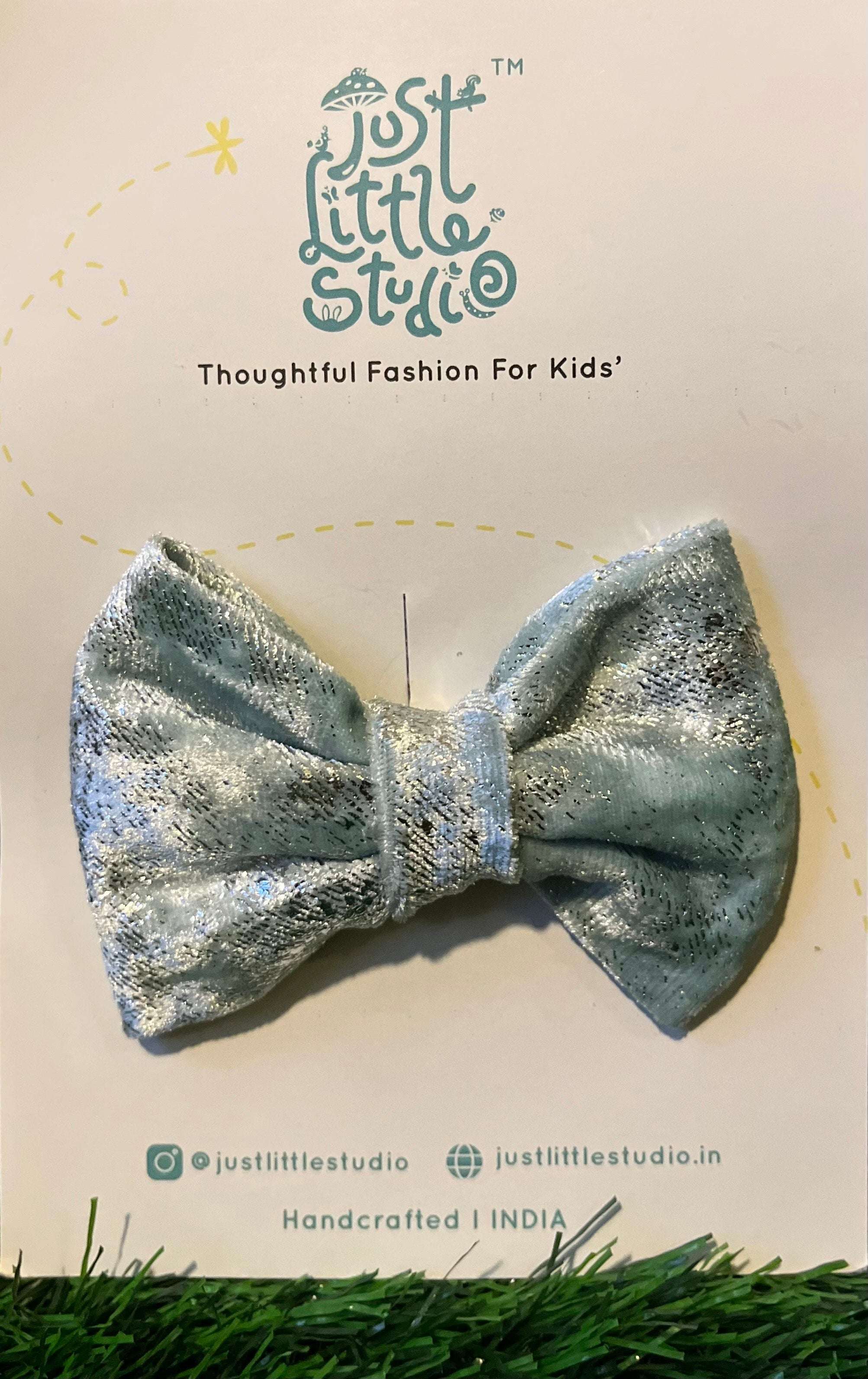 Pastel Blue Handmade Velvet Party Bow Clip Just Little Studio