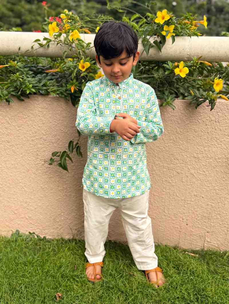 Aster Block Print Kurta Set - Just Little Studio