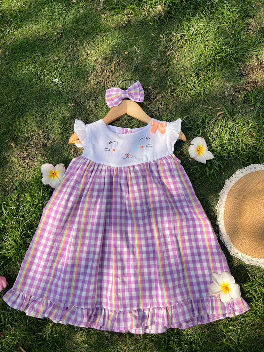 Embroidered Cat Yoke Dress
