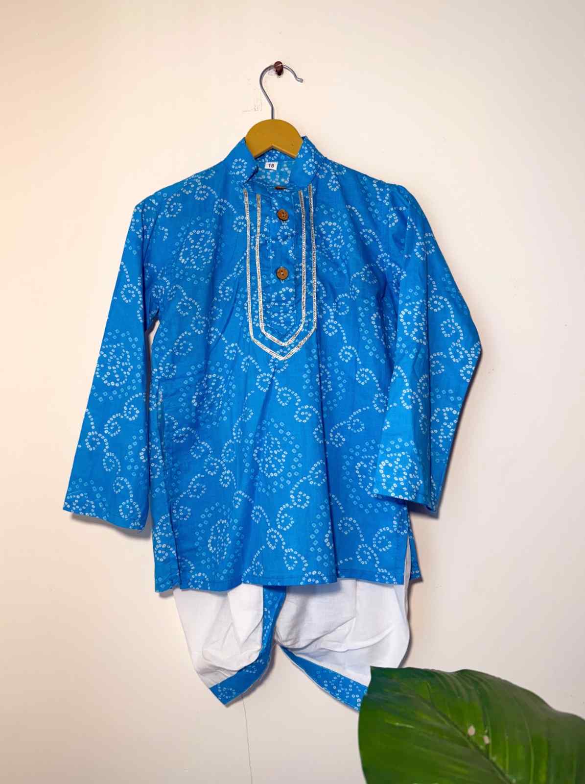 Sagar Boys 2-Piece Cotton Dhoti + Kurta Set - Blue Just Little Studio