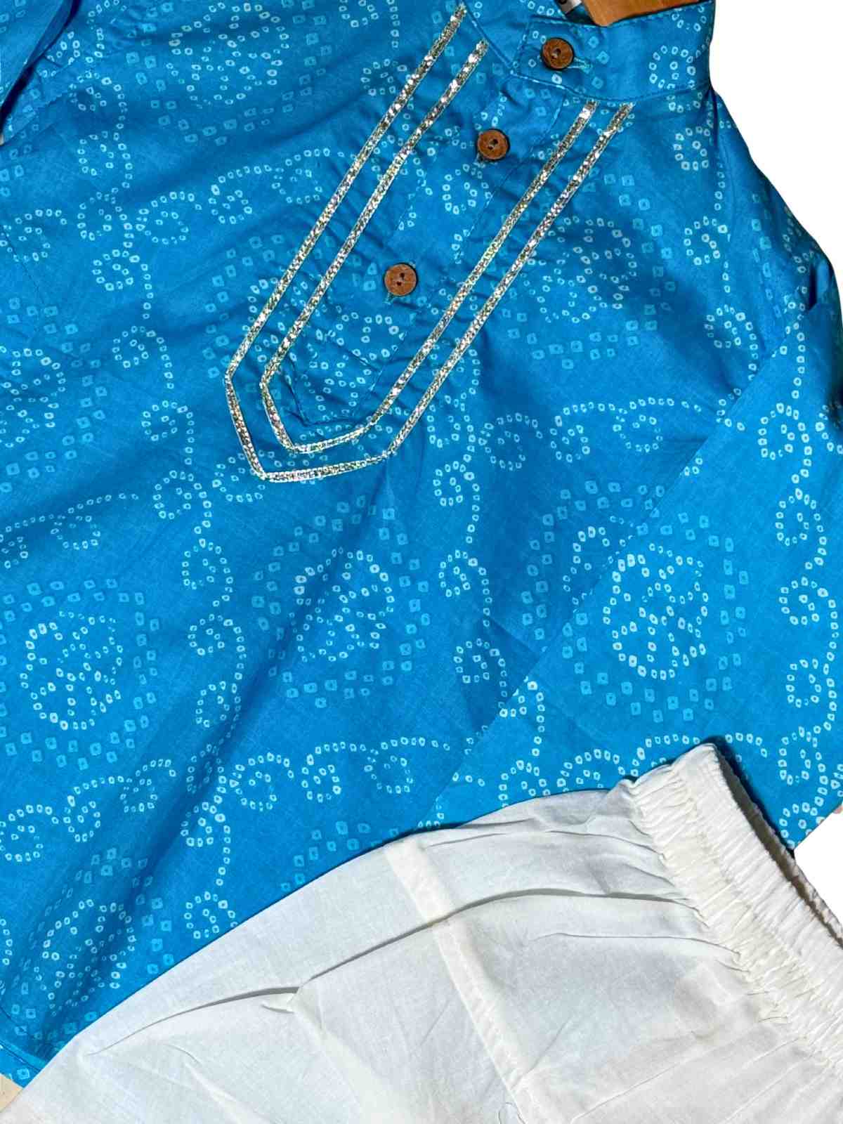 Sagar Boys 2-Piece Cotton Dhoti + Kurta Set - Blue Just Little Studio
