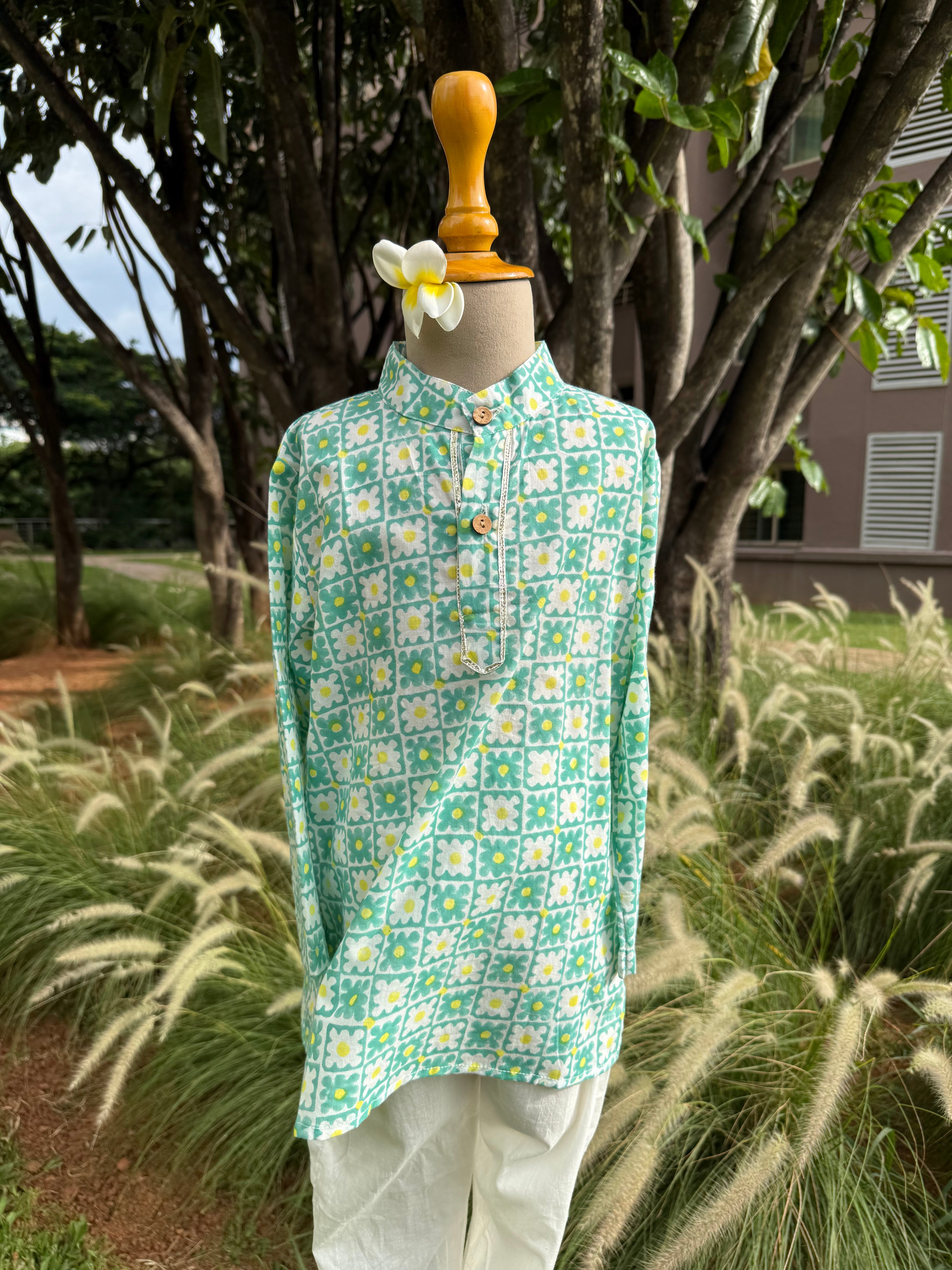Aster Block Print Kurta Set - Just Little Studio