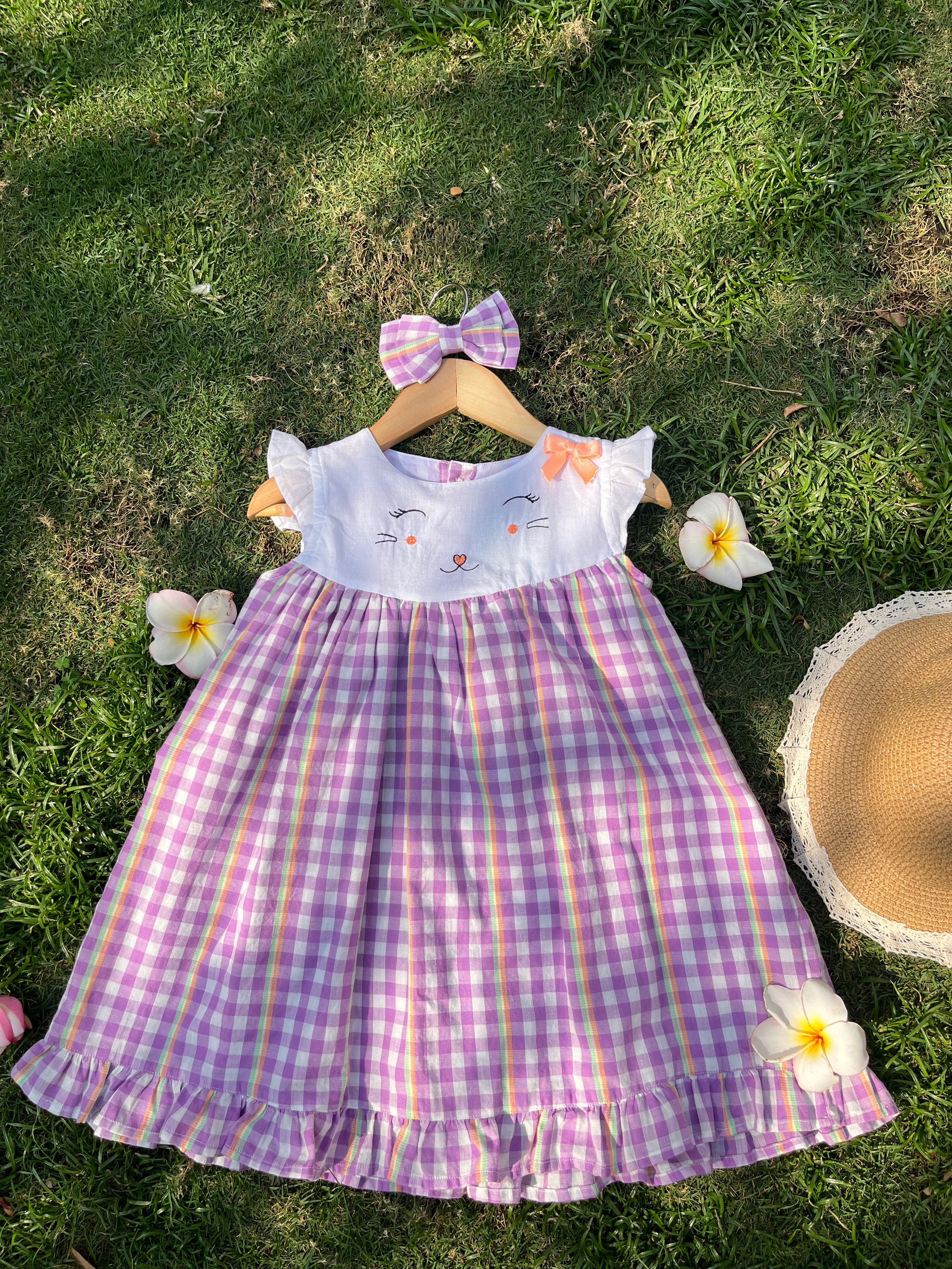 Hand Embroidered Cat Yoke Dress Just Little Studio