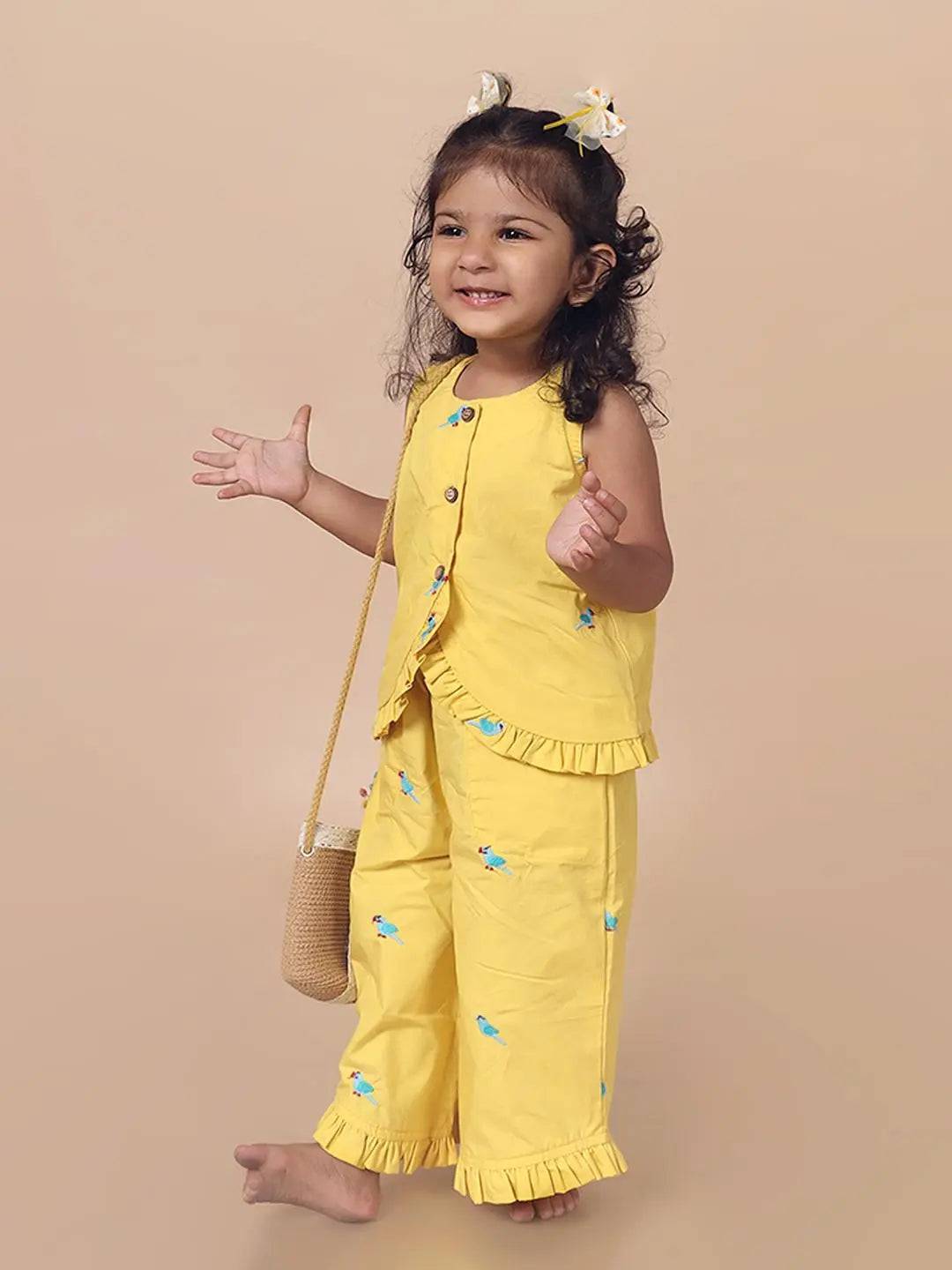 Parrot Embroidery Top & Culotte Set Just Little Studio