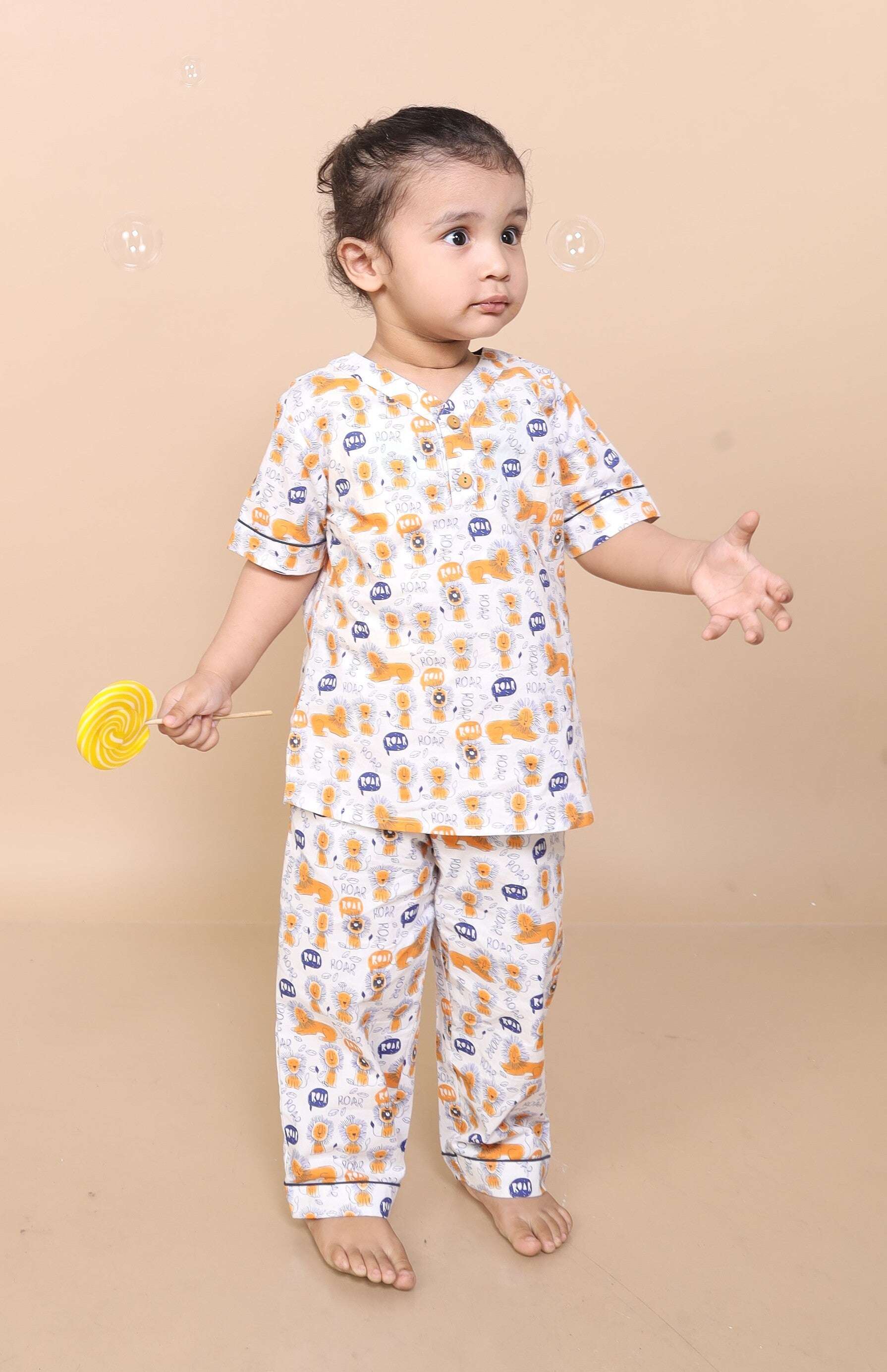 Organic Cotton Lion Printed Nightsuit Just Little Studio