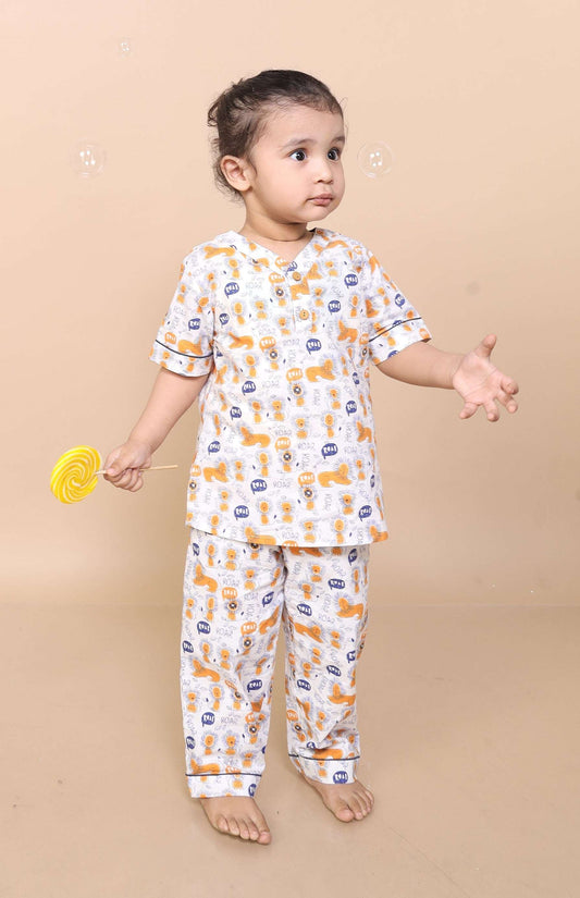 Organic Cotton Lion Printed Nightsuit Just Little Studio