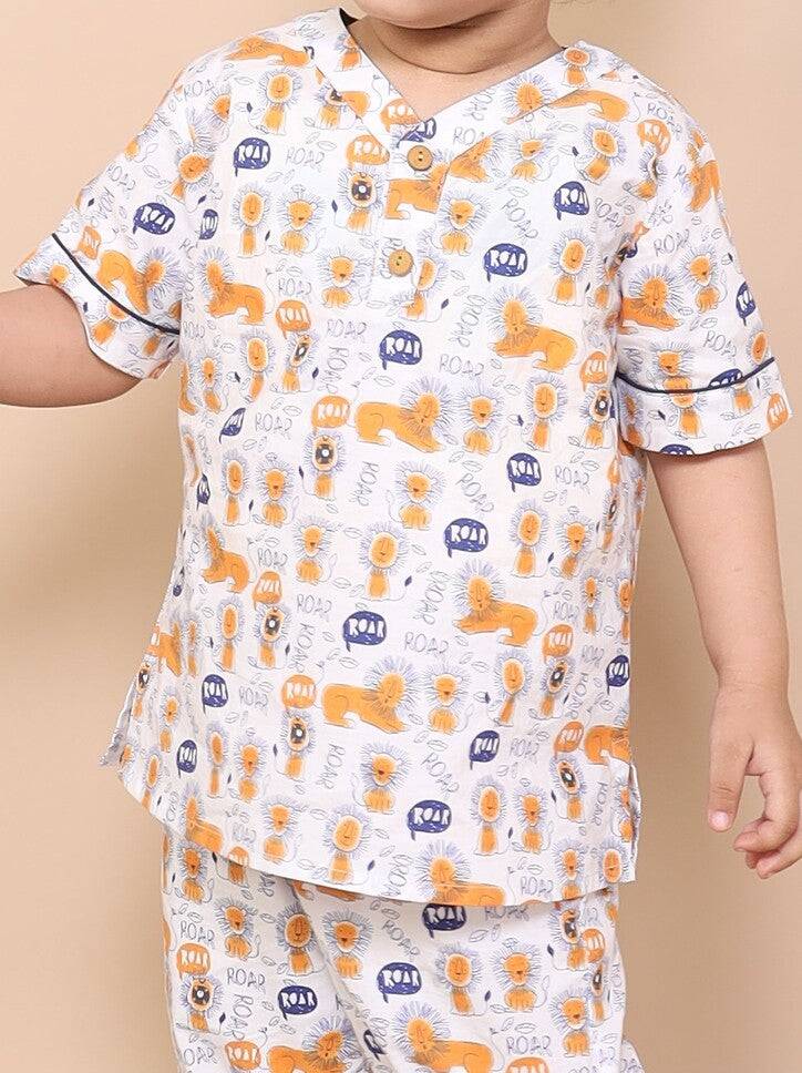 Organic Cotton Lion Printed Nightsuit Just Little Studio