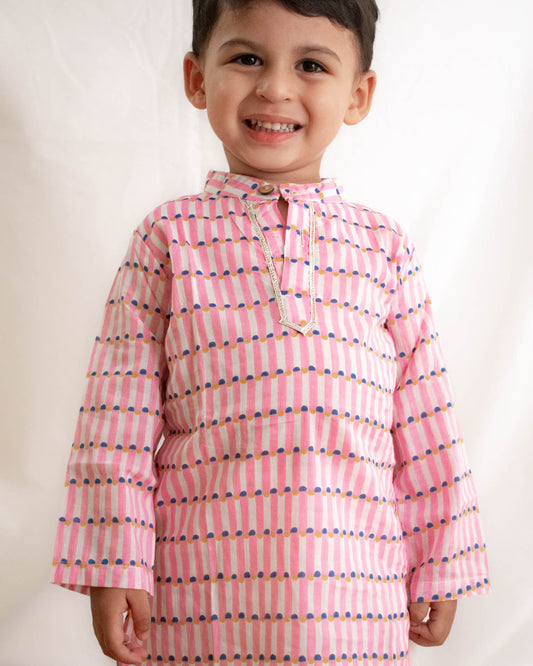 Sakura Block Print Kurta Set Just Little Studio