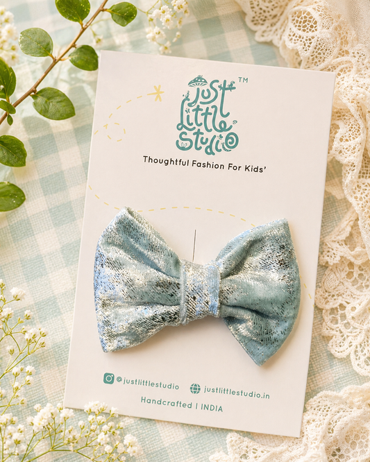 Pastel Blue Handmade Velvet Party Bow Clip Just Little Studio
